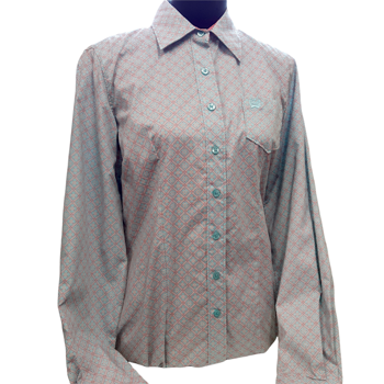 Cinch® Medallion Print Button-Down Shirt - Light Summer Salmon Medium